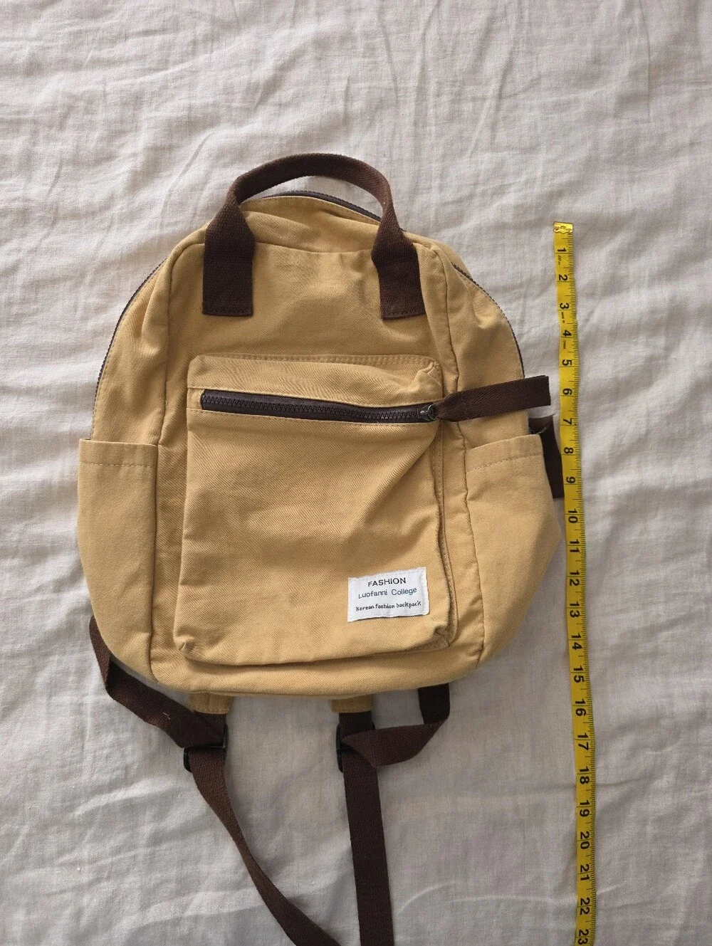 Luofanni College Mustard Yellow Canvas Backpack Korean Fashion School Bag